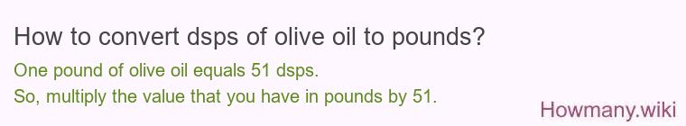 How to convert dsps of olive oil to pounds?