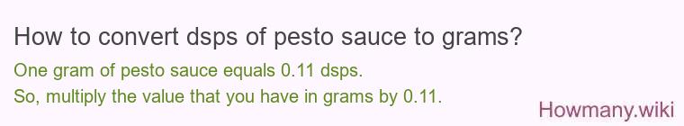 How to convert dsps of pesto sauce to grams?