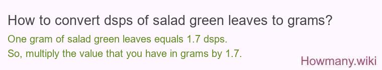 How to convert dsps of salad green leaves to grams?