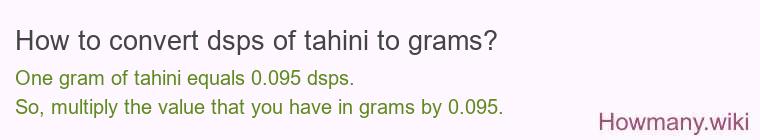 How to convert dsps of tahini to grams?