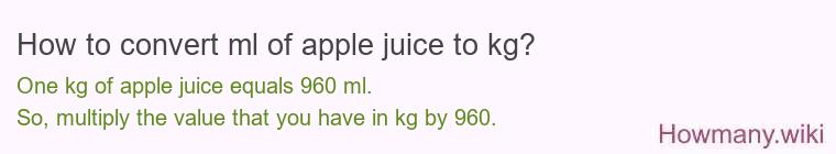 How to convert ml of apple juice to kg?