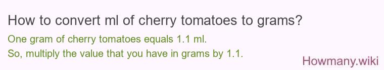 How to convert ml of cherry tomatoes to grams?