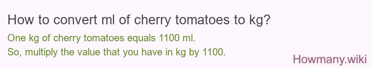 How to convert ml of cherry tomatoes to kg?