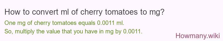 How to convert ml of cherry tomatoes to mg?