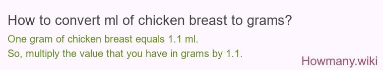 How to convert ml of chicken breast to grams?