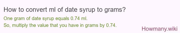 How to convert ml of date syrup to grams?