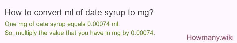 How to convert ml of date syrup to mg?