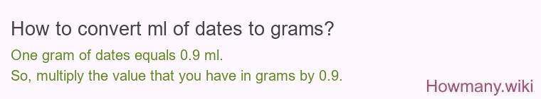 How to convert ml of dates to grams?
