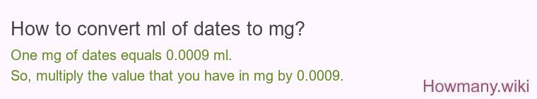 How to convert ml of dates to mg?
