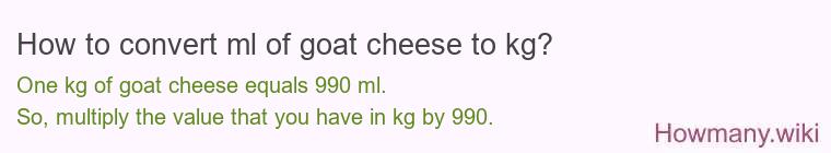 How to convert ml of goat cheese to kg?