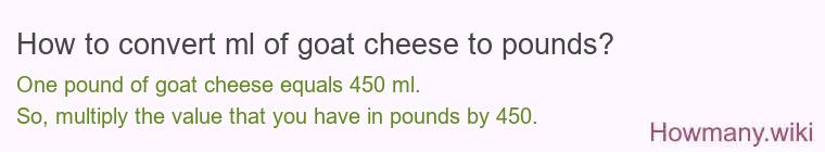 How to convert ml of goat cheese to pounds?