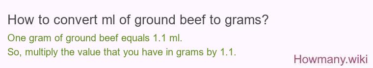 How to convert ml of ground beef to grams?
