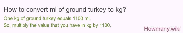 How to convert ml of ground turkey to kg?