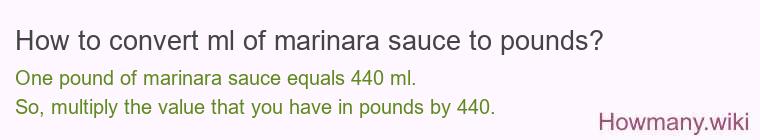 How to convert ml of marinara sauce to pounds?