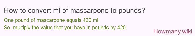 How to convert ml of mascarpone to pounds?