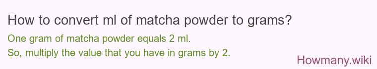 How to convert ml of matcha powder to grams?