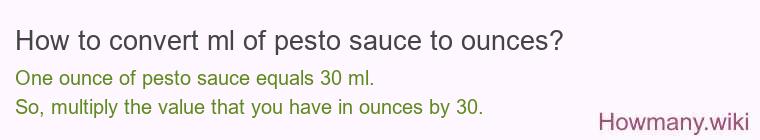 How to convert ml of pesto sauce to ounces?