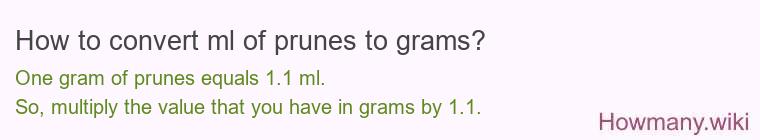 How to convert ml of prunes to grams?