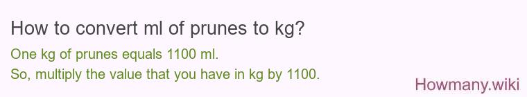 How to convert ml of prunes to kg?