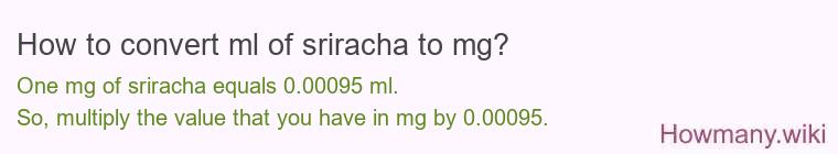 How to convert ml of sriracha to mg?