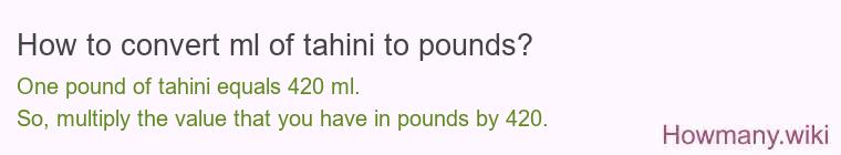 How to convert ml of tahini to pounds?