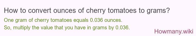 How to convert ounces of cherry tomatoes to grams?