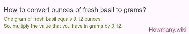 How to convert ounces of fresh basil to grams?