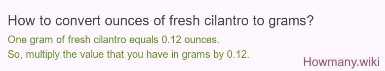 How to convert ounces of fresh cilantro to grams?