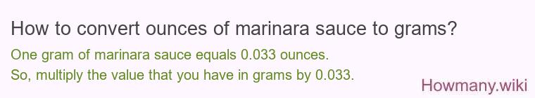 How to convert ounces of marinara sauce to grams?