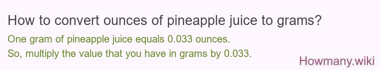 How to convert ounces of pineapple juice to grams?