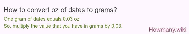 How to convert oz of dates to grams?
