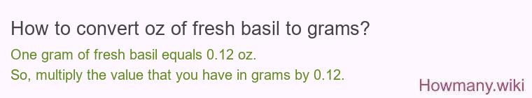 How to convert oz of fresh basil to grams?