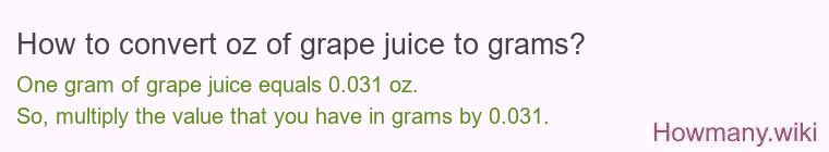 How to convert oz of grape juice to grams?