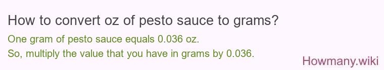 How to convert oz of pesto sauce to grams?