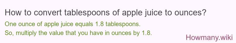 How to convert tablespoons of apple juice to ounces?
