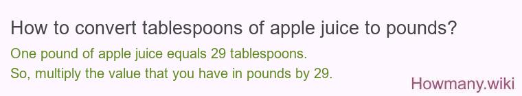 How to convert tablespoons of apple juice to pounds?