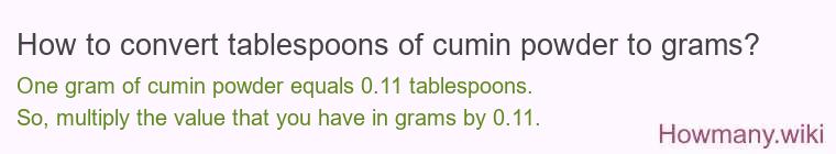 How to convert tablespoons of cumin powder to grams?