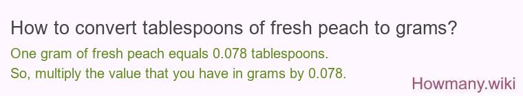 How to convert tablespoons of fresh peach to grams?