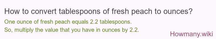 How to convert tablespoons of fresh peach to ounces?