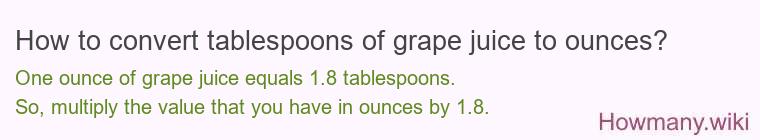 How to convert tablespoons of grape juice to ounces?