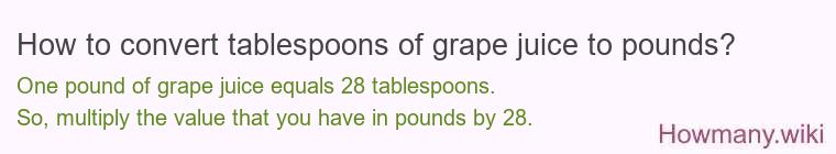 How to convert tablespoons of grape juice to pounds?