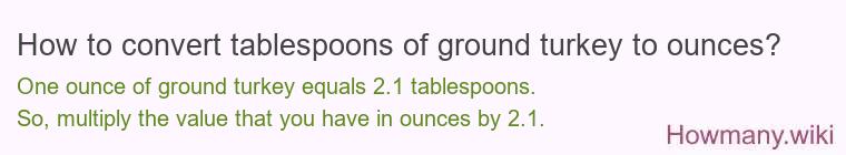 How to convert tablespoons of ground turkey to ounces?