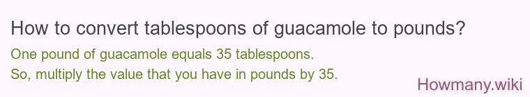How to convert tablespoons of guacamole to pounds?