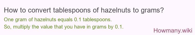 How to convert tablespoons of hazelnuts to grams?