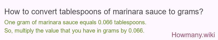 How to convert tablespoons of marinara sauce to grams?