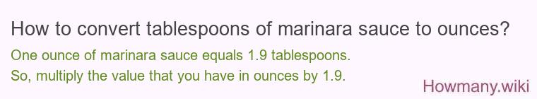 How to convert tablespoons of marinara sauce to ounces?