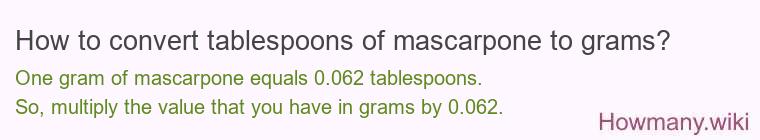 How to convert tablespoons of mascarpone to grams?