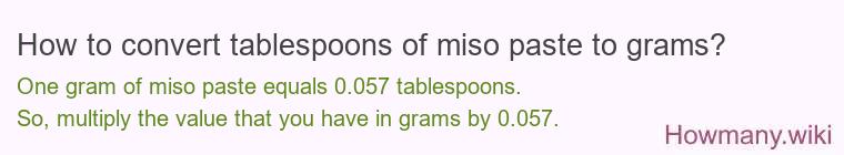 How to convert tablespoons of miso paste to grams?