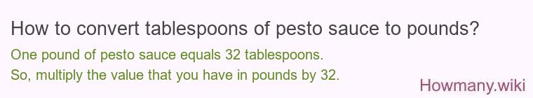 How to convert tablespoons of pesto sauce to pounds?