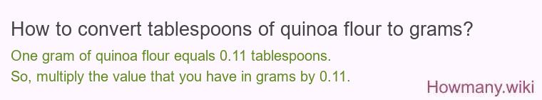 How to convert tablespoons of quinoa flour to grams?